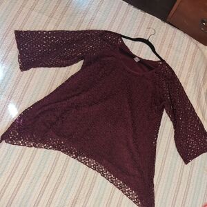 Brittany Black Deep Burgundy Lace Top